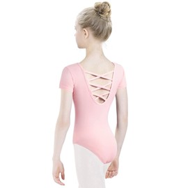 tanzdunsje Ballet Leotard for Girls Women-Black leotard Gymnastics Leotard short sleeve - Dance Leotard Pink for Toddlers Kids Adults(Size 100-170) size 170