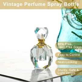 H&D Hyaline&Dora Clear Crystal Cut Perfume Bottle with Stopper Empty Refillable Glass Bottle,Gift Boxed