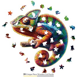 Amphol Wooden Jigsaw Puzzles for Adults, Gnome 200 Pieces Wooden Puzzles with Unique Shape, Medium 10.6"x10.3" wiith Wooden Box