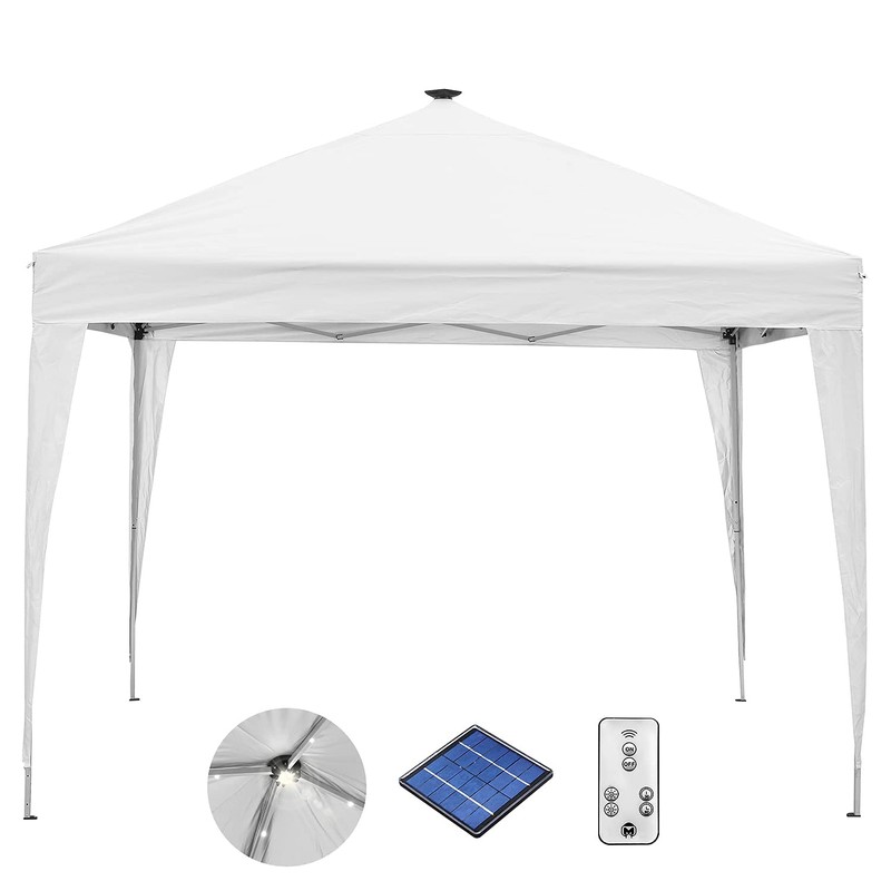 10x10 Solar LED POP UP Canopy Portable Instant Gazebo Adjustable