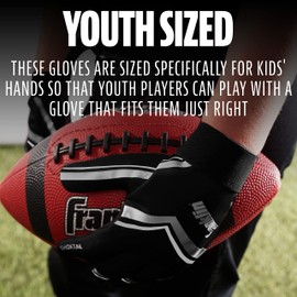 Franklin Sports Youth Football Receiver Gloves - Shoktak Youth Gloves - Kids Football Receiver Gloves - High Grip Football Gloves for Kids - Black - Youth Large