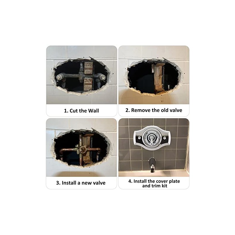 Renovation Shower Cover Plate for 2-Handle or 3-Handle to 1-Handle