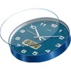 TIMESS 12-Inch Non-Ticking Analog Wall Clock with LCD Display, Blue
