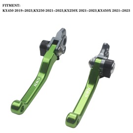Adsspro Motorcycle Billet Foldable Brake Clutch Lever Handle CNC Aluminum Pivot for KX450 19-23 KX250 KX250X KX450X 21-23 Dirt Pit Bike Motocross Motorbike (Green)
