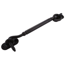 Heavy Duty Solid Barn Door Lock - 6" Sliding Door Hook and Eye Latch, Black