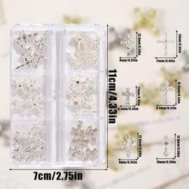 Nail Parts Cross Cross 60 Pieces 3D Punk Large Glitter Nail Stone Mines Nail Art Silver Gold Metal Parts Alloy Decoration Parts Jewelry Parts DIY Craft Material (Silver)