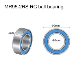 sourcing map 20pcs MR95-2RS Miniature Deep Groove Ball Bearings 5x9x3mm Double Sealed Bearings (Blue) for Electric Motor, Home Appliances, Machinery, P6 (ABEC 3)