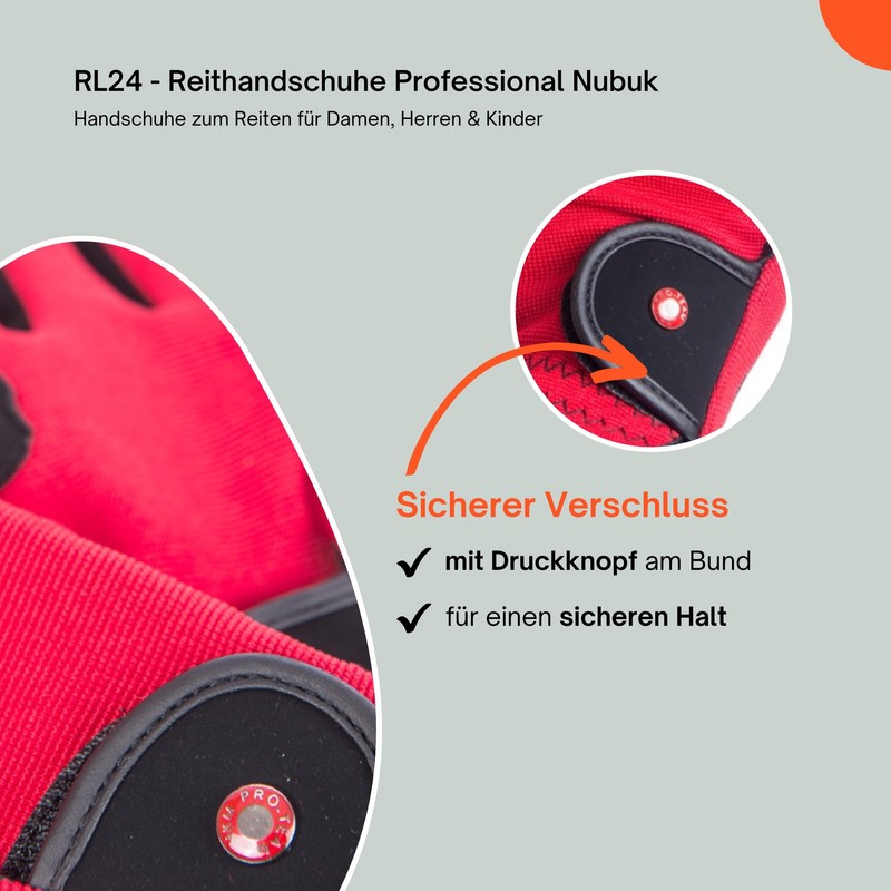 HKM by Reiterladen24 Professional Riding Gloves, Nubuck Imitation Leather, xl