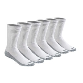 Dickies Men's Dri-Tech Moisture Control Crew Socks Multipack, White (6 Pairs), 5-9
