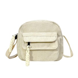 XSDSLS Corduroy Crossbody Bag for Women Square Bag Small Cross body Bag with Adjustable Strap Shoulder Bag for Outdoor Gym Travel Festival Walking Gift for Women (White)