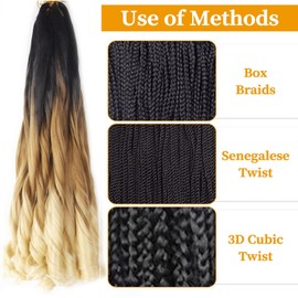 French Curly Braiding Hair, 22 Inches, 8 Pack/Lot, Loose Wave Crochet Hair, Pre Stretched Braiding Hair with Curly Ends for Black Women (22 Inch/French Curly, T1B/27/613)