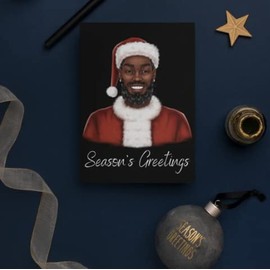 Cream of Culture Stationery Black Santa Holiday Greeting Card Boxed Set