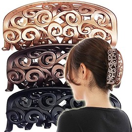 Extra Large Arabesque Hair Claw With Rhinestone Dark Brown