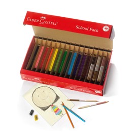 Faber-Castell World Colors Colored Pencil School Pack – Traditional & Skin Tone Colored Pencils – 300 Coloring Pencils and 12 Pencil Sharpeners