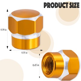MEAJOO 6PCS Car Tire Valve Stem Caps, with Rubber O-Ring,Corrosion Resistant Leak-Proof, Aluminum Universal Wheel Tyre Stem Covers for Cars, SUV, Trucks, Bikes, Motorcycles, Bicycles(Gold)