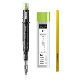 ADAM DEALS Pica Fine-Dry 0.9 Deep Hole Marker Pencil 7070 + 24 Replacement Graphite Leads H 7050 + Standard Yellow Carpenter Pencil