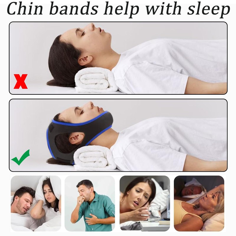 Chin Strap for Sleeping, Anti Snoring Chin Strap with Adjustable