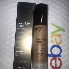 Boots No. 7 NO7 Beautifully Matte Foundation Normal/Oily Skin CHESTNUT SPF15 unsealed NIB