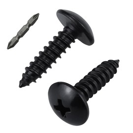75 Pack #10 x 3/4" Black Truss Head Self Tapping Screws for Wood & Metal, 304 Stainless Steel 18/8- Indoor/Outdoor Use w/Phillips Bit