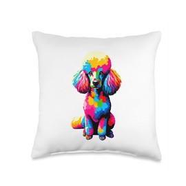 Colorful Pop Art Poodle Dog Toy Poodles Throw Pillow