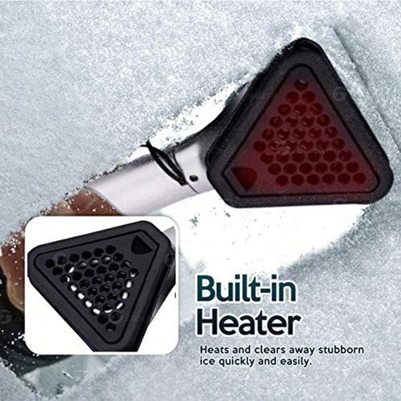 ZONETECH Heated Car Window Snow/Ice Scraper with Light - Extendable