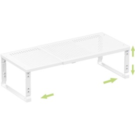 Zilvando Heavy-Duty Adjustable Metal Shelf Organizer - Expandable & Stackable Pantry Storage Rack for Kitchen, Bathroom, RV, Cabinets(1 Pack/White, Medium)