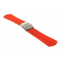 Ewatchparts 24mm 10mm Rubber Diver Band Strap Bracelet Compatible With Oris TT1 F1 Chrono Watch Orange