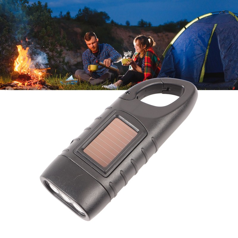 Hand Crank Solar Powered Rechargeable Flashlight Mini Solar Flashlight for