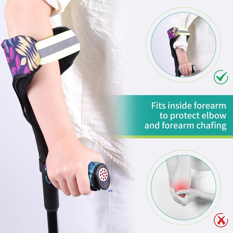 Forearm Crutch Pads and Hand Grip Covers for Open Cuff