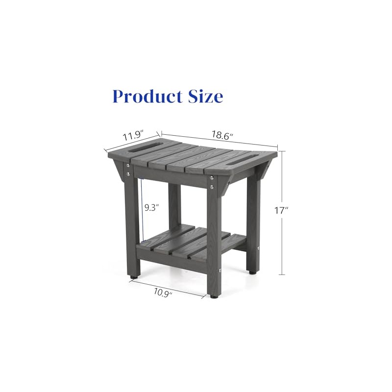Waterproof Shower Bench, Poly Lumber Shower Stool for Shaving Legs,
