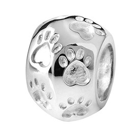 MATERIA by Matthias Wagner Charm Beads 925 Silver Animal Paw Pendant Ball for Women, Silver, No Gemstone
