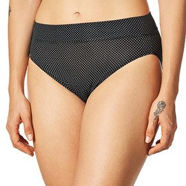 Warner's Women's No Pinching No Problems Hi-Cut Brief Panty, Black/White Pindot, 5 (Small)