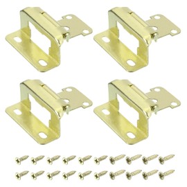 sourcing map 1/2" Overlay Cabinet Kitchen Hinges, 4 Set Semi-Concealed Hinges Face Mount Cabinet Hardware Self-Closing Cabinet Hinges with Screws, Gold Tone