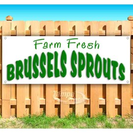 Farm Fresh Brussels Sprouts Banner 13 oz | Non-Fabric | Heavy-Duty Vinyl Single-Sided With Metal Grommets