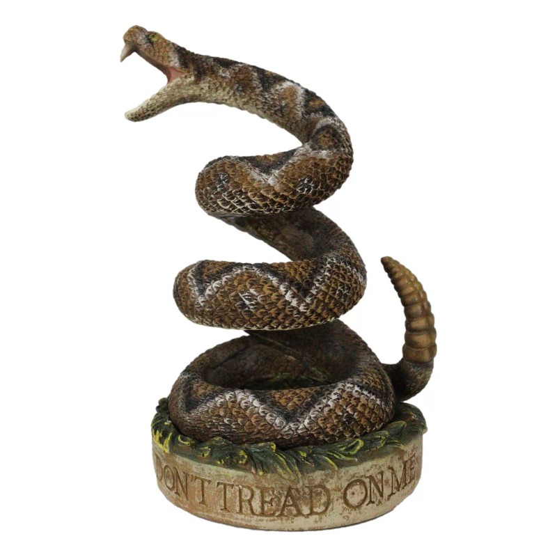 Realistic Ferocious Attacking Diamondback Rattlesnake in Coiled Posture Figurine