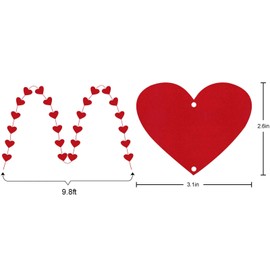 Valentines Decorations,72Pcs Red Felt Hanging Hearts Garland, Red Hearts Valentines Hanging Decoration No DIY for Valentine's Day Decorations Engagement Wedding Anniversary Birthday Party