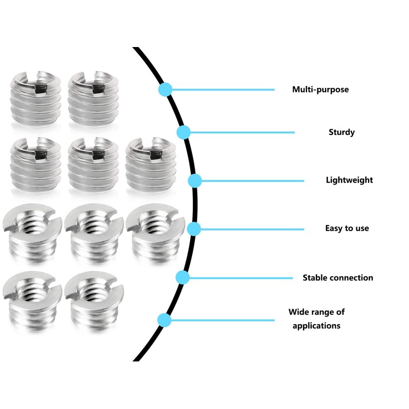Lhbwhiz Pack of 10 "1/4" to 3/8" Convert Screw Adapters,