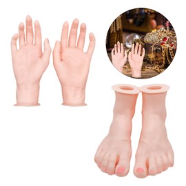 HUANGANG Versatile Silicone Hand and Foot Models Adjustable Silicone Hand Foot Shape Models for Beauty Artists Accessory Display