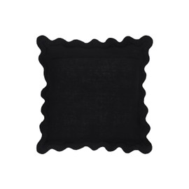 Tov Furniture Scalloped Edge Black and White Cotton Velvet Throw Pillow
