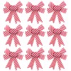 Blue Whale Gifts Candy Cane Stripe Red White Christmas Tree Bow Decorations (Set of 9)