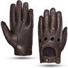 MGGMOKAY Men's Leather Car Gloves Touchscreen Leather Gloves Unlined, Brown
