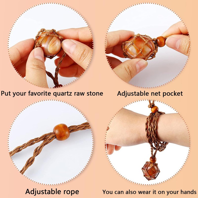 3Pcs Crystal Stone Necklace Cord Empty Stone Pendant Necklace Holders