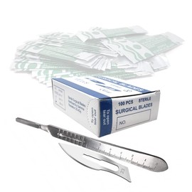 100 Pcs Box Surgical Sterile Blades #23 Made of High Carbon Steel With Stainless Steel Scalpel Handle Knife #4 Graduated Use for Biology Lab Anatomy, Cutting, Med Student, Sculpting, Repairing