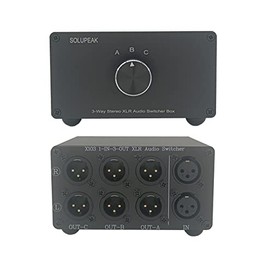 SOLUPEAK 1 in 3 Out XLR Balanced Audio Switch Box, 3-Channels XLR Stereo Converter,Passive Signal Source Audio Input Selector Switcher Splitter 1-to-3 Box (X103)