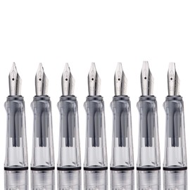 erofa Transparent Parallel Calligraphy Fountain Pen Set with Duckbill Clip,7 Assorted Nib Sizes for Gothic Art Drawing and Writing Signature