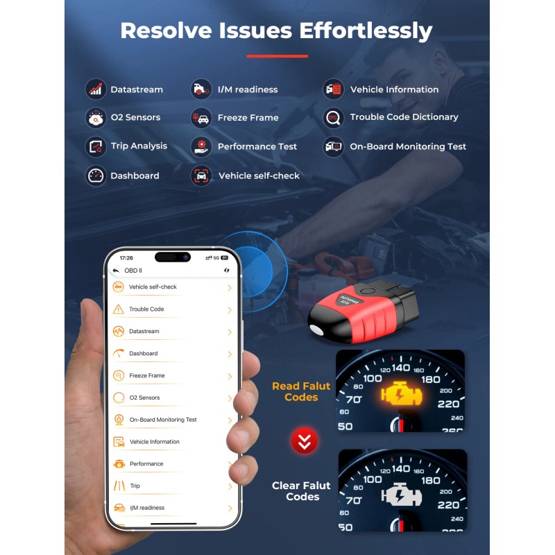 AUTOPHIX OBD2 Scanner Reader Bluetooth Wireless Clear Error Code Live