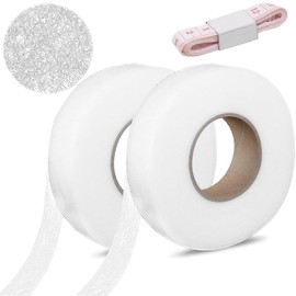 2 Rollos Cinta para Dobladillo Autoadhesiva, con 1 Métrica, Cinta Doble Cara para Ropa, Cinta para Bastillas con Plancha, Tela Adhesiva, Ideal para Cortinas, Ropa, Manualidades y Bricolaje