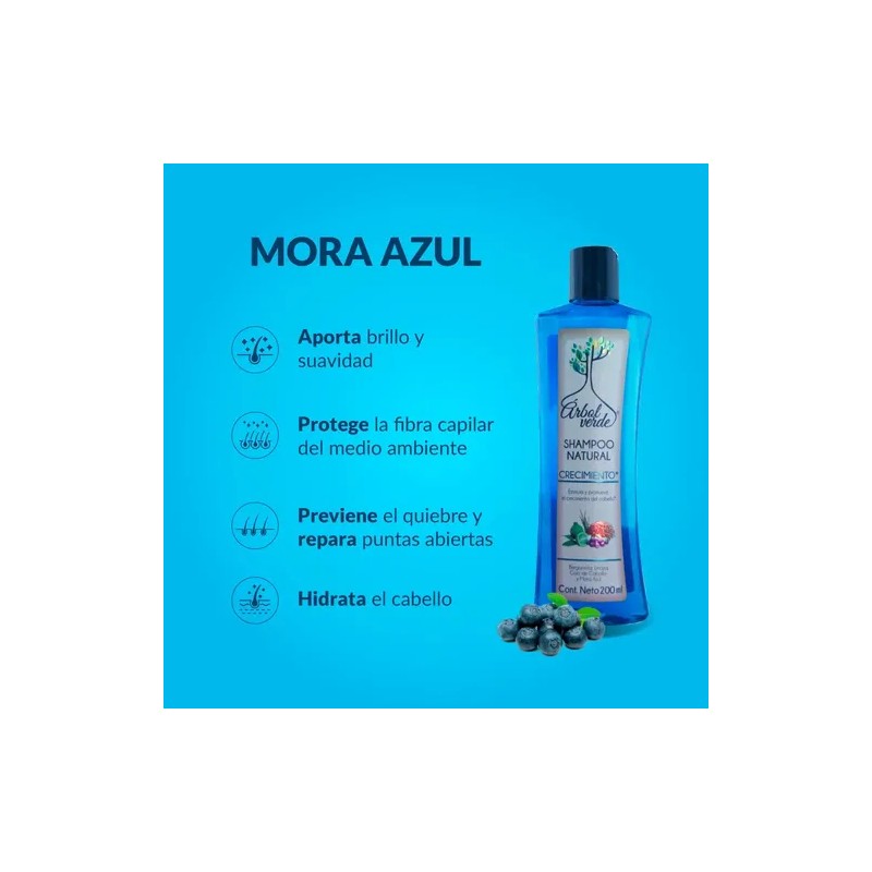 Shampoo Crecimiento De Cabello Árbol Verde 200ml Bergamota
