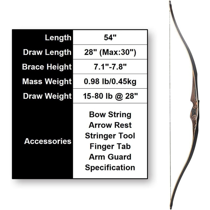Deerseeker Outdoor Archery 54" Traditional Bow Hunting Longbow with Bamboo