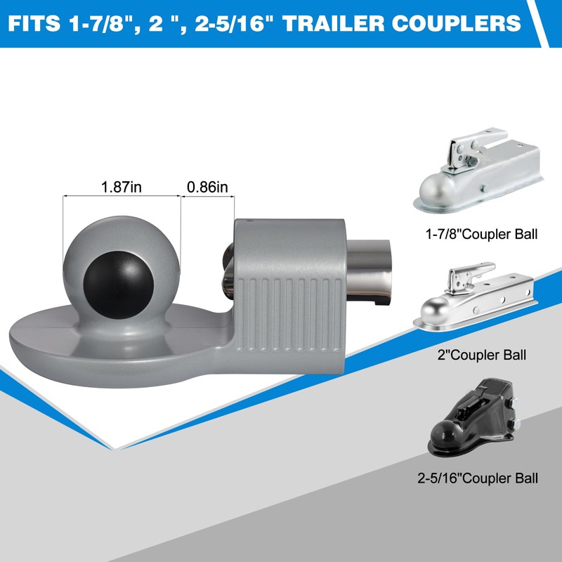 TOPSHINE Trailer Hitch Lock Anti-Theft, Fits 1-7/8", 2", and 2-5/16"
